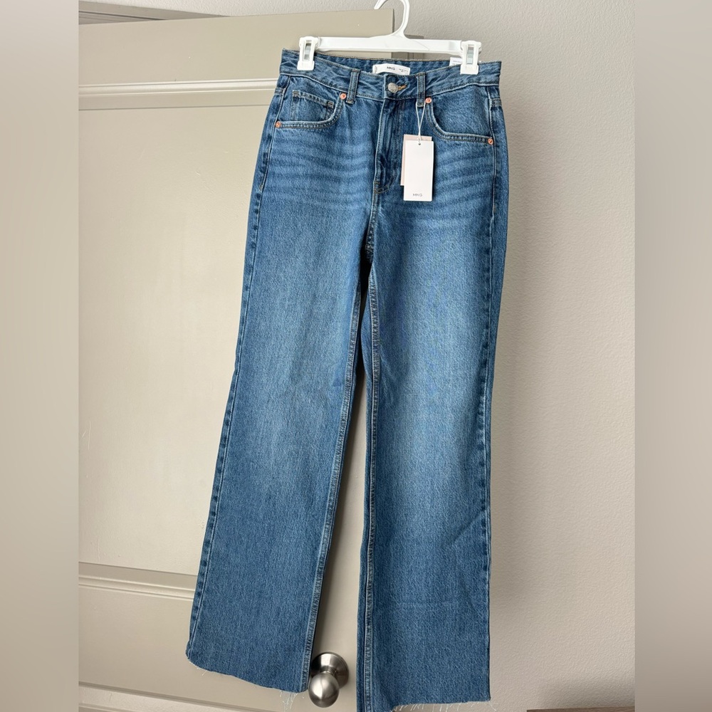 MANGO High Waist Wide Leg Regular Fit Denim Jeans | Size Eur 36/US 4